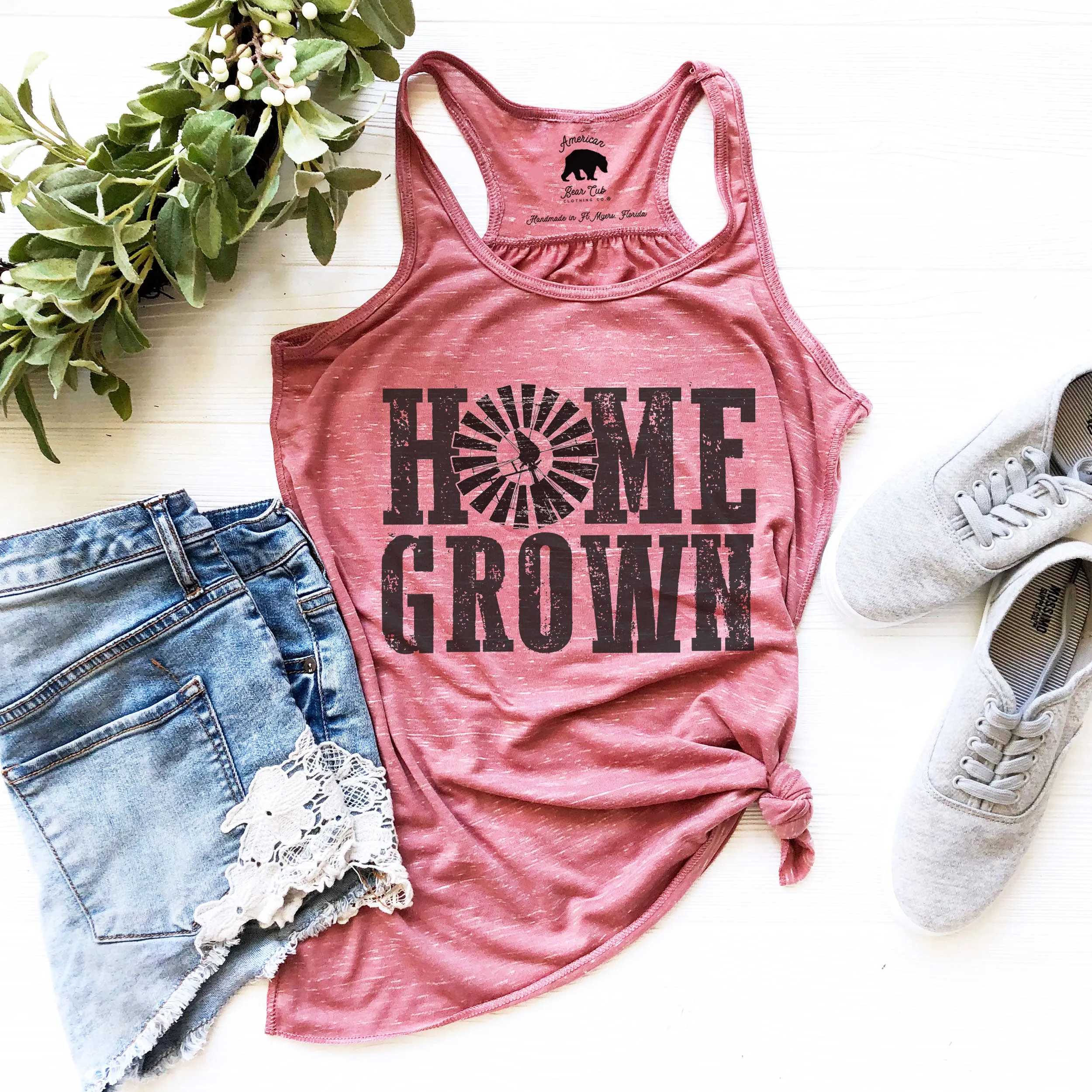 Home Grown flowy racerback tank tops