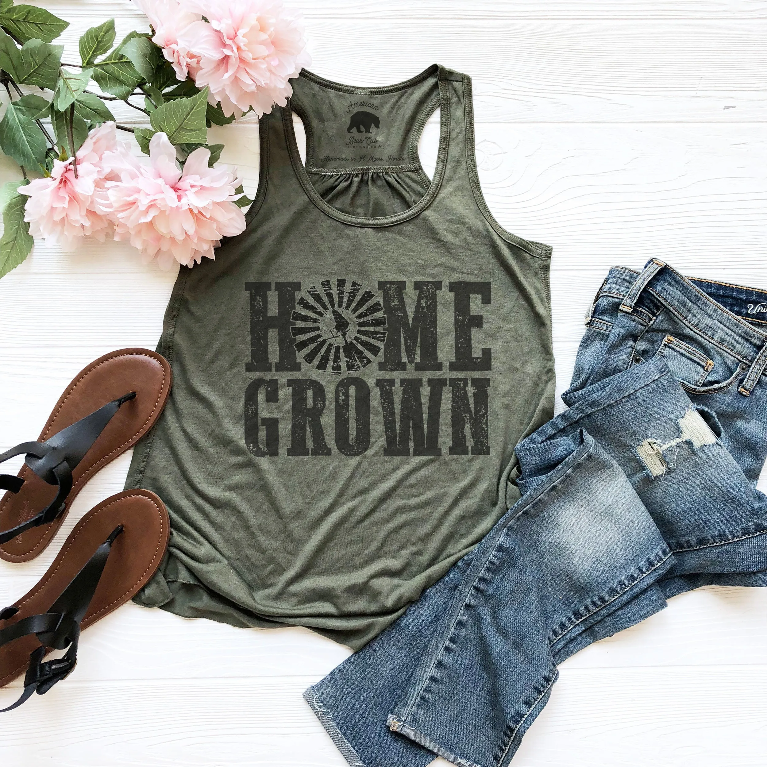 Home Grown flowy racerback tank tops