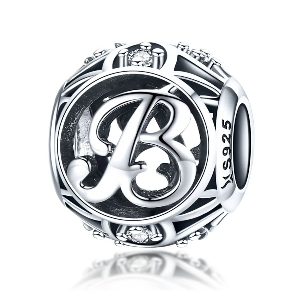 Initial Letter A-Z 925 Sterling Silver Charms for Bracelet