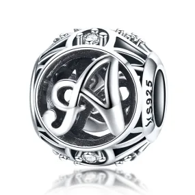 Initial Letter A-Z 925 Sterling Silver Charms for Bracelet