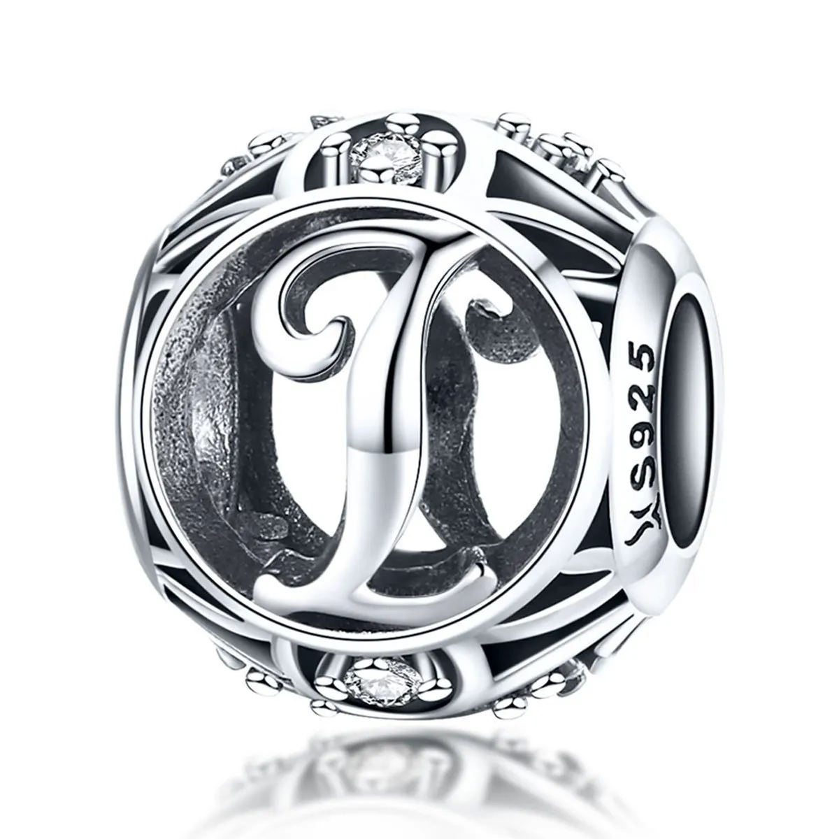 Initial Letter A-Z 925 Sterling Silver Charms for Bracelet