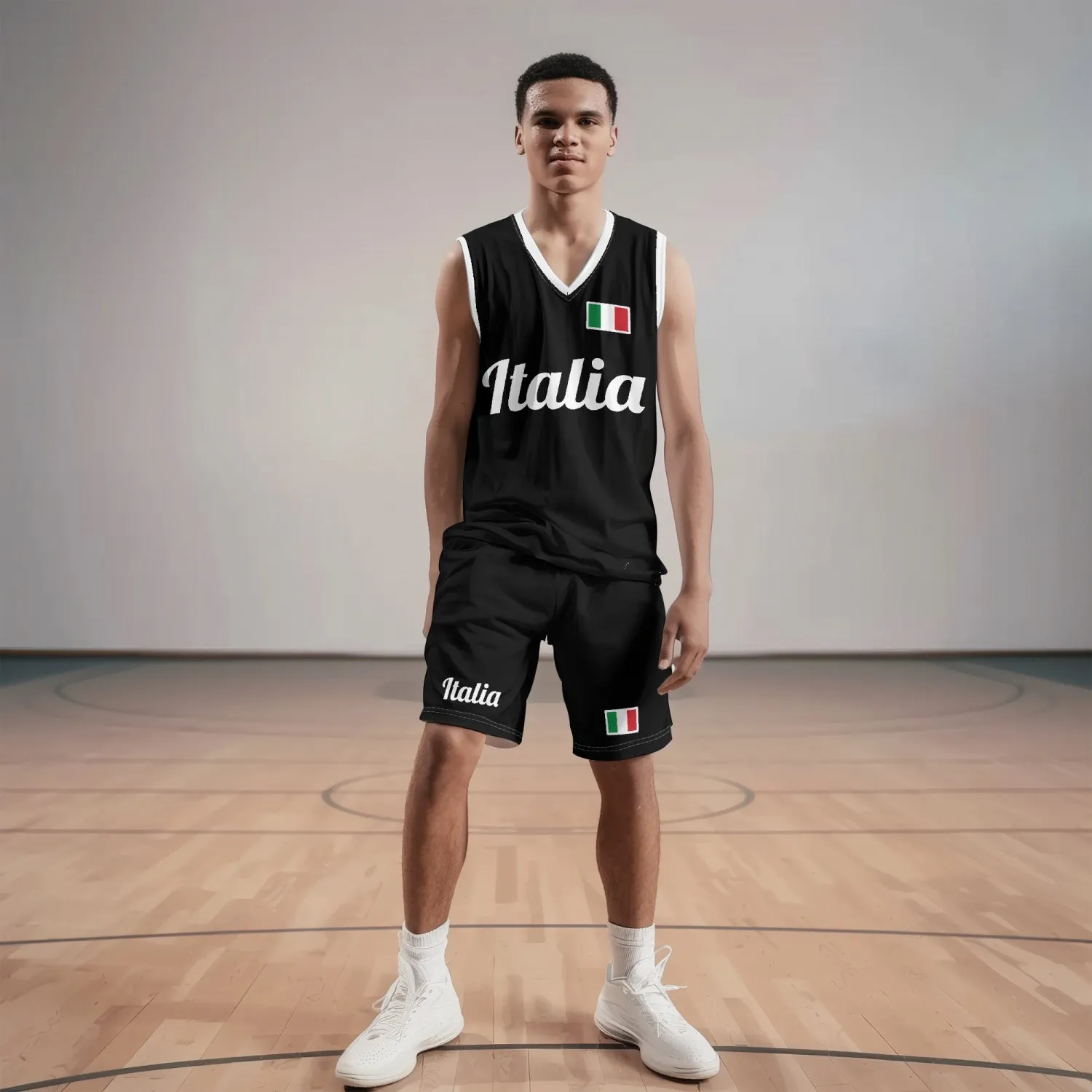 Italy Basketball Jersey Set - Black