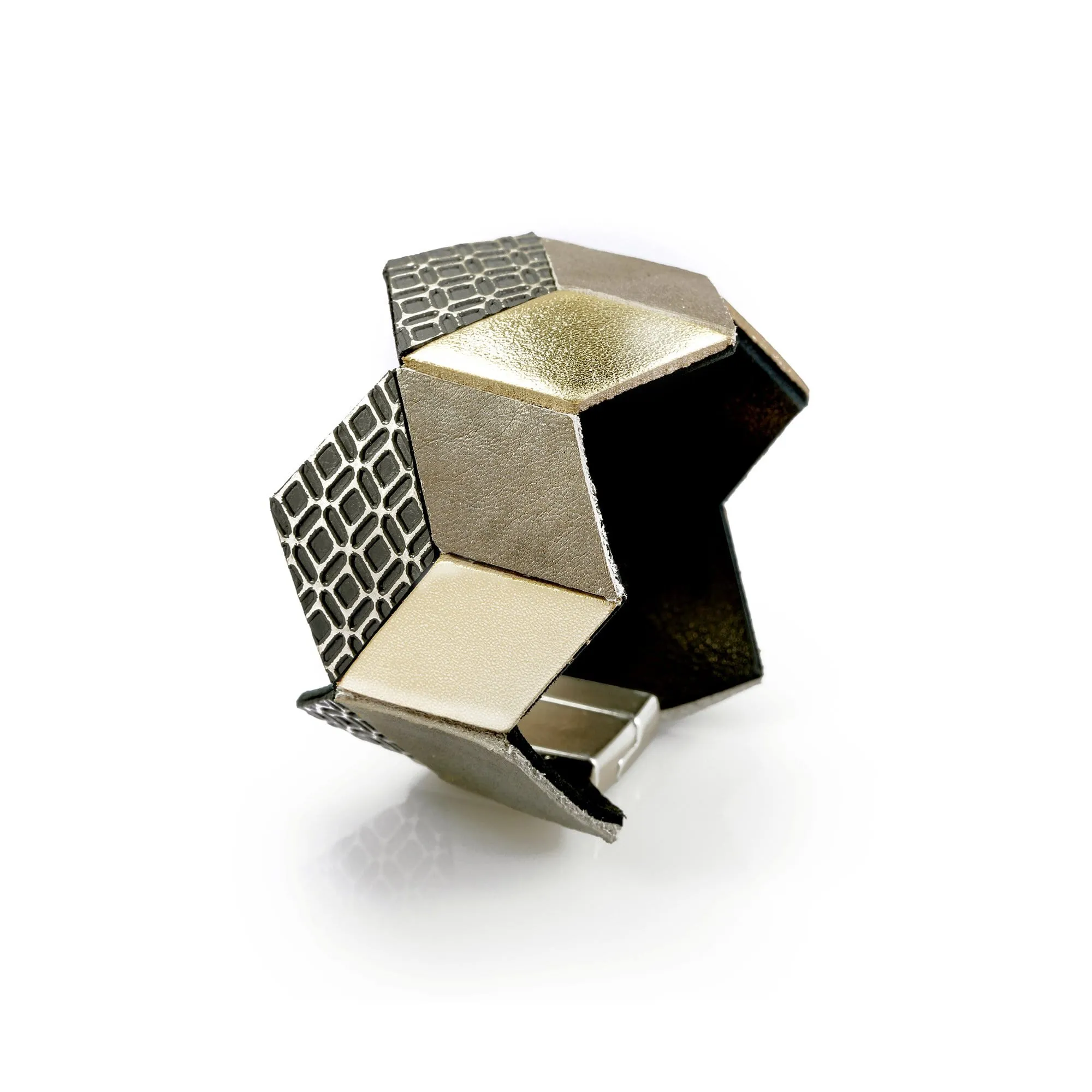 Jeanne Darc gold leather geometric bracelet