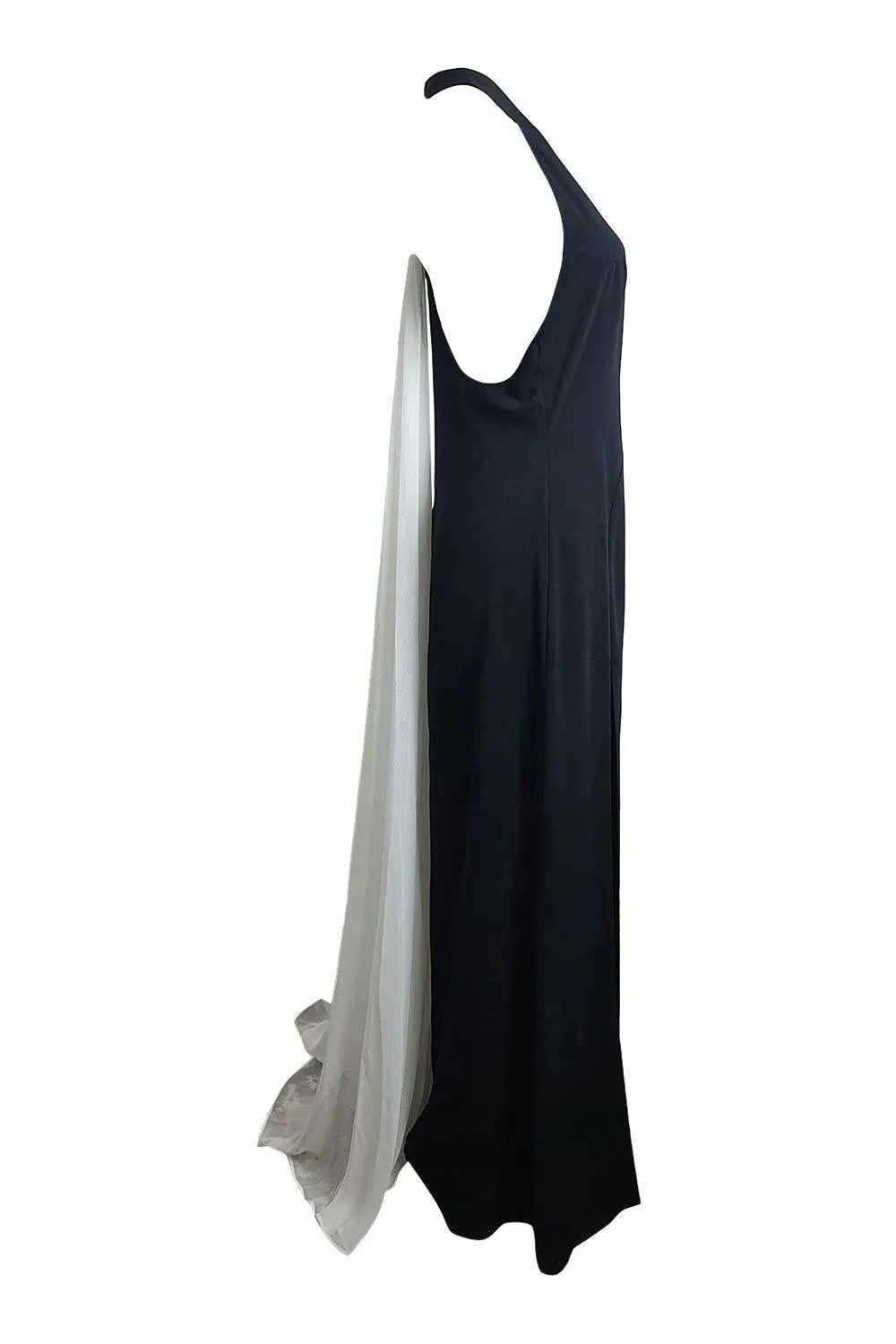 JILL STUART Black Racerback Maxi Dress White Chiffon Train (8)