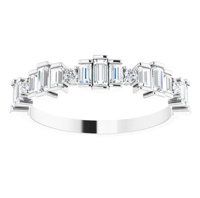 Juliette Straight Baguette Diamond 1/2 Eternity Ice Solitaire 5/8 CTW Bezel Band