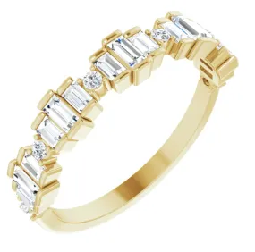 Juliette Straight Baguette Diamond 1/2 Eternity Ice Solitaire 5/8 CTW Bezel Band