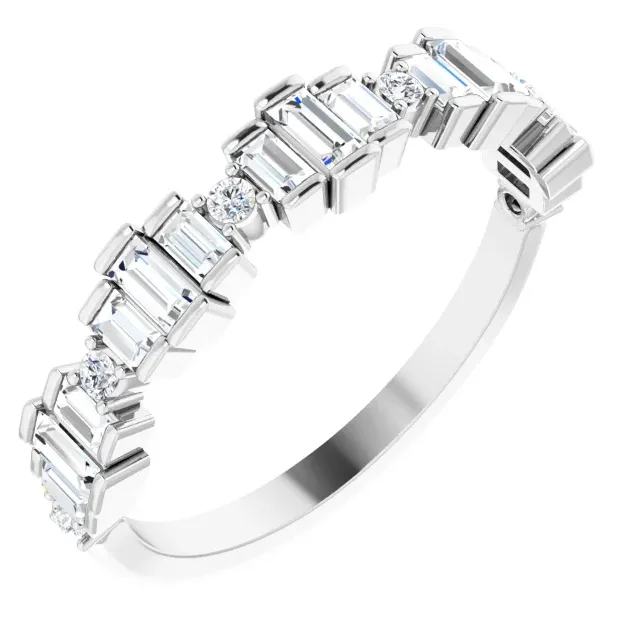 Juliette Straight Baguette Diamond 1/2 Eternity Ice Solitaire 5/8 CTW Bezel Band