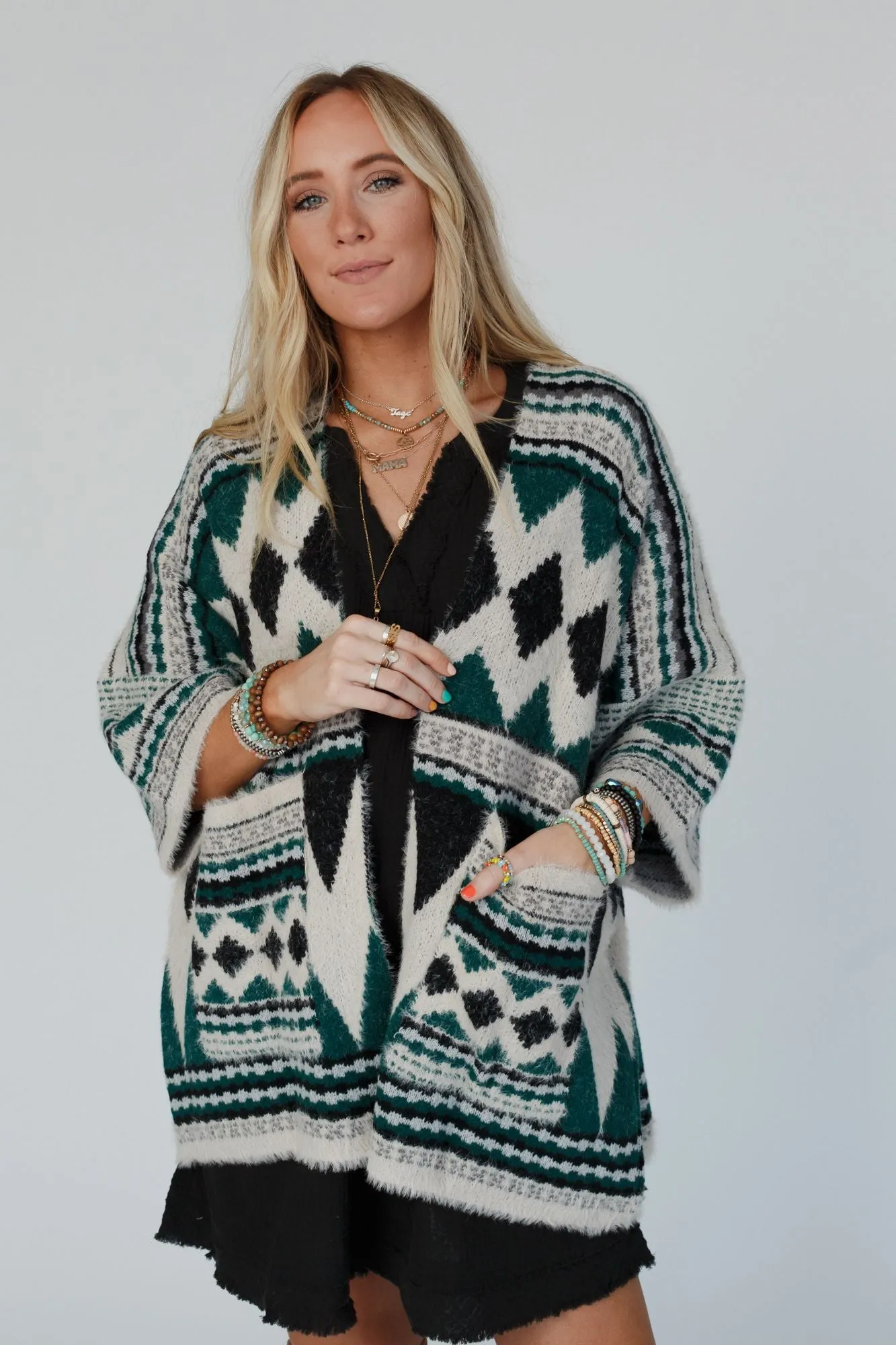 Keep It Up Oversized Cardigan - Green