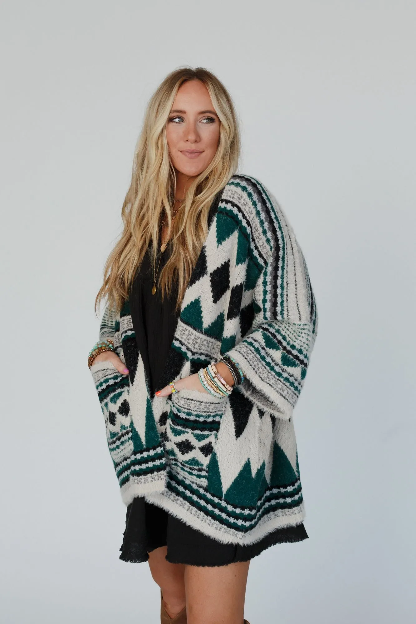 Keep It Up Oversized Cardigan - Green