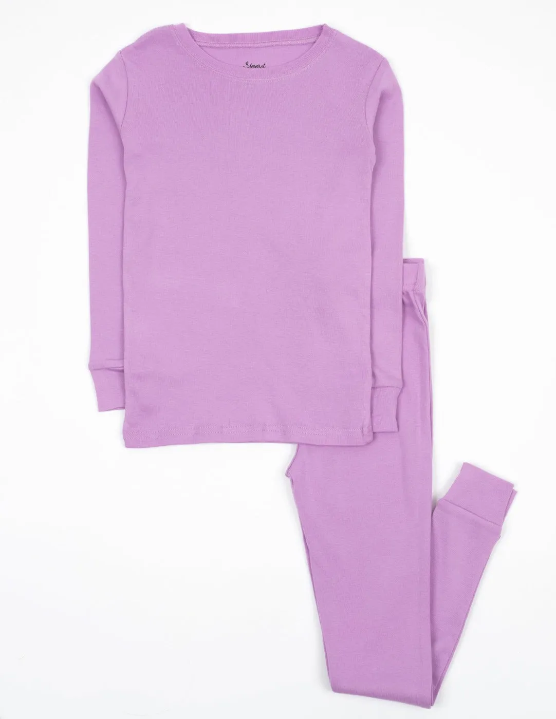 Kids Two Piece Solid Purple Pajamas