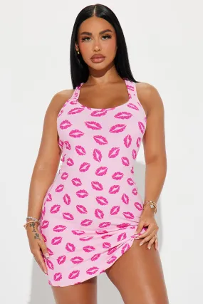 Kiss Kiss PJ Sleep Dress - Pink/combo