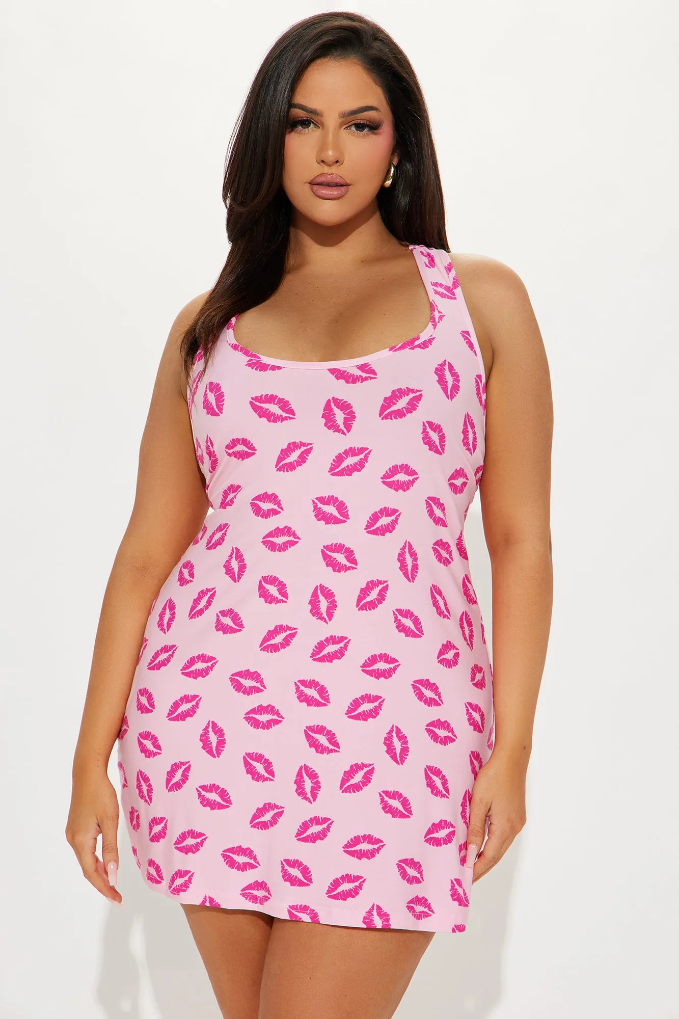 Kiss Kiss PJ Sleep Dress - Pink/combo