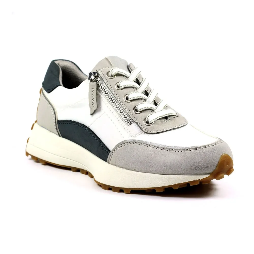 Ladies Lunar Shoes Calvin Trainer Grey Laced side zip