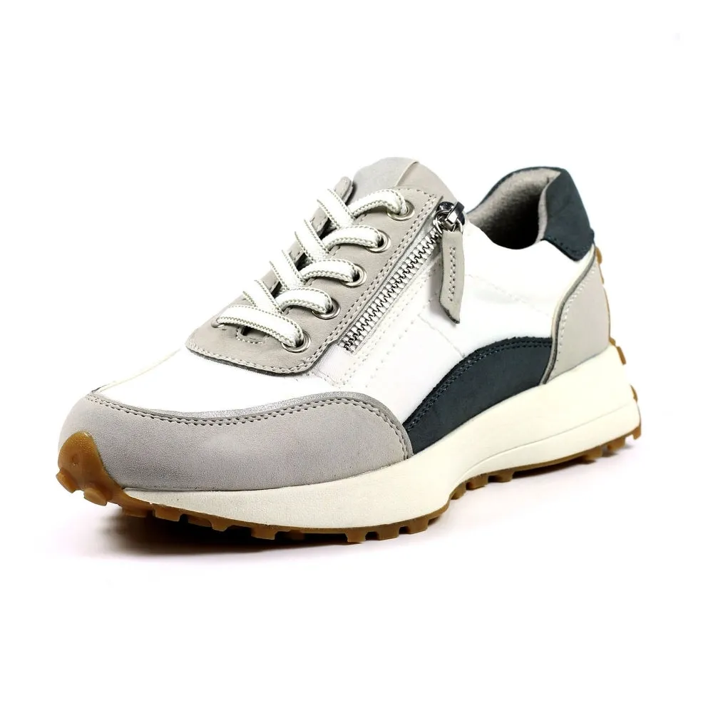 Ladies Lunar Shoes Calvin Trainer Grey Laced side zip