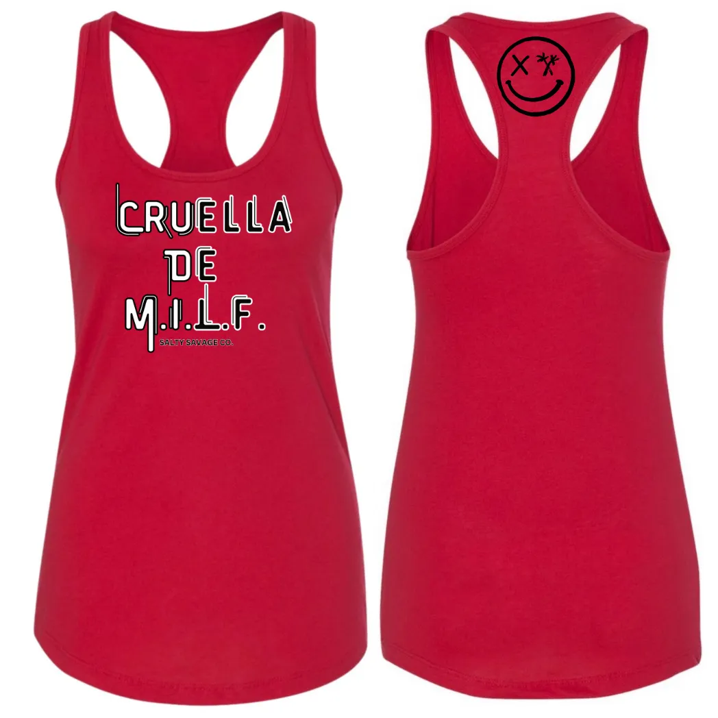 Ladies "CRUELLA DE M.I.L.F." Racerback Tank