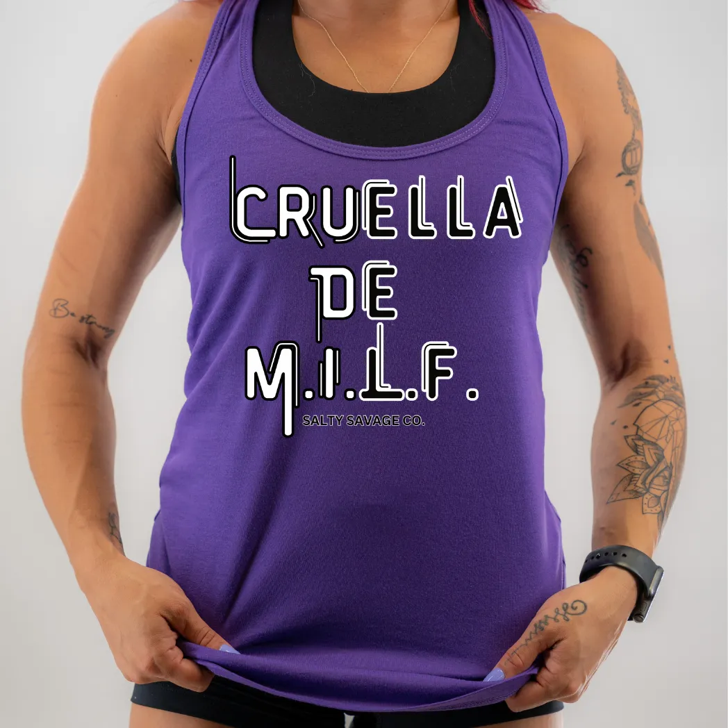 Ladies "CRUELLA DE M.I.L.F." Racerback Tank