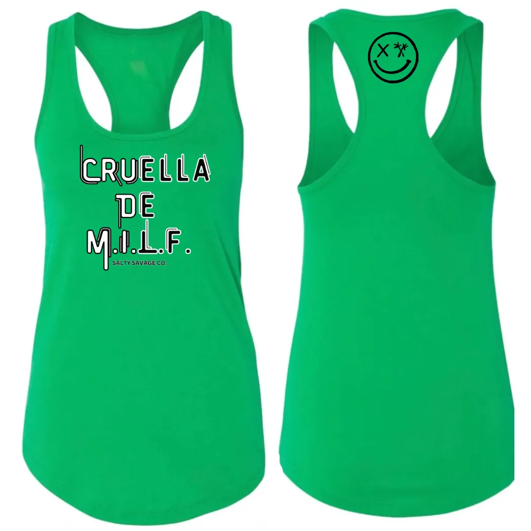 Ladies "CRUELLA DE M.I.L.F." Racerback Tank