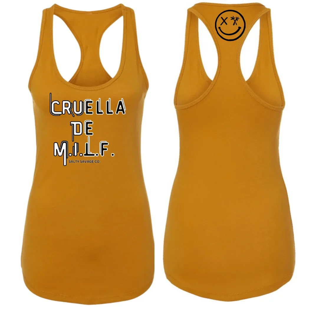 Ladies "CRUELLA DE M.I.L.F." Racerback Tank