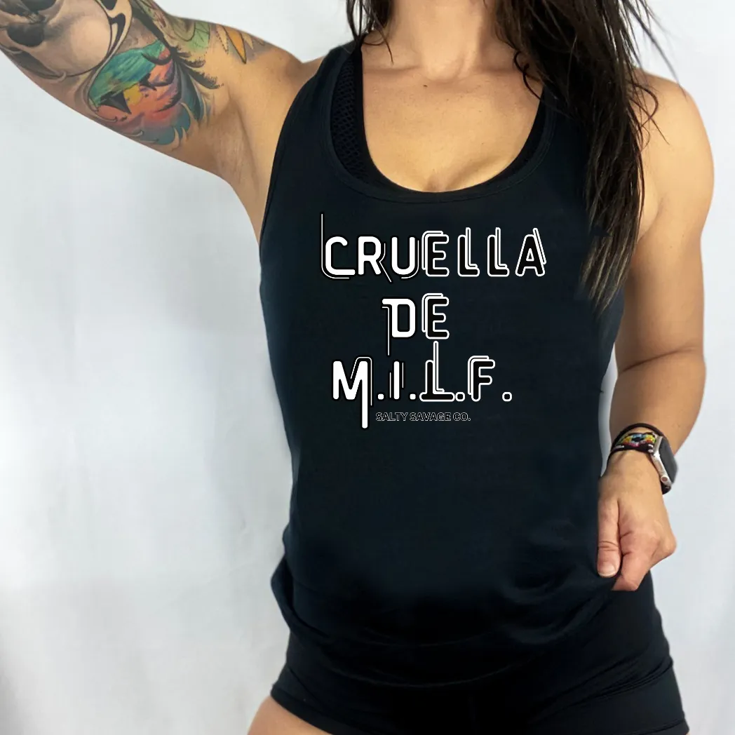 Ladies "CRUELLA DE M.I.L.F." Racerback Tank