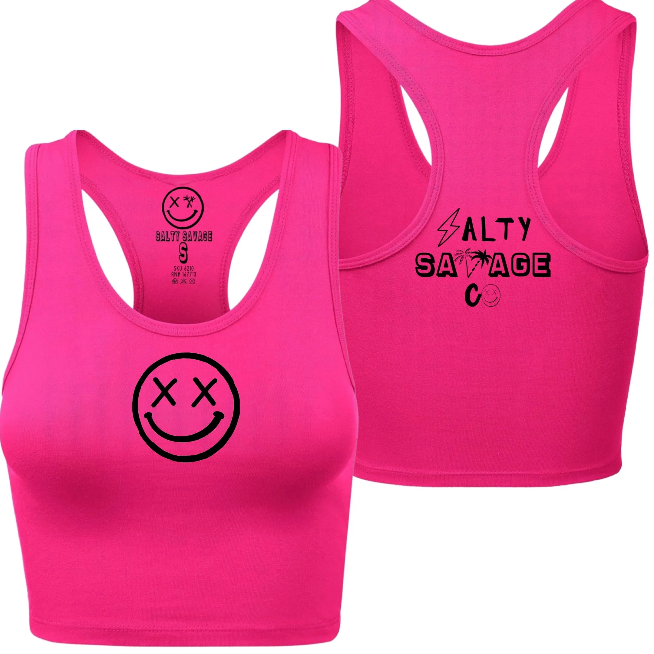 Ladies "OG Smile" Racerback Crop Tank | Micro