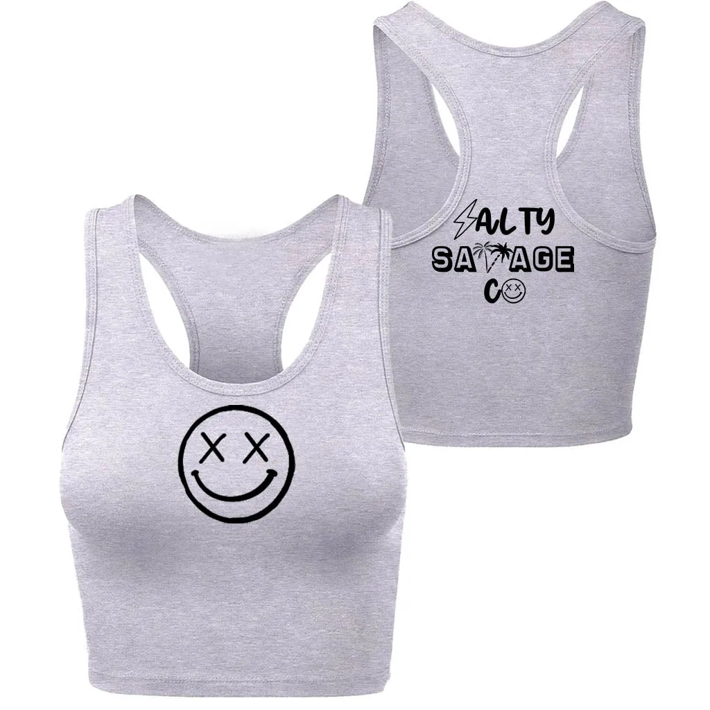 Ladies "OG Smile" Racerback Crop Tank | Micro