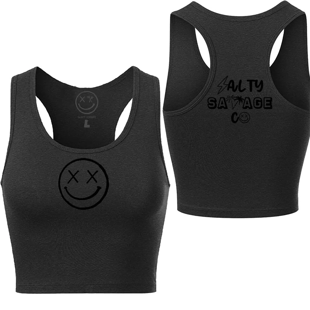 Ladies "OG Smile" Racerback Crop Tank | Micro