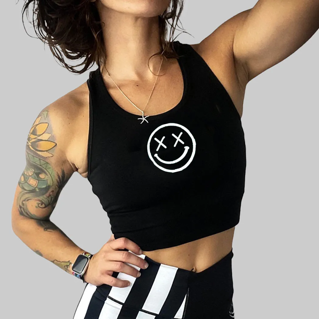 Ladies "OG Smile" Racerback Crop Tank | Micro