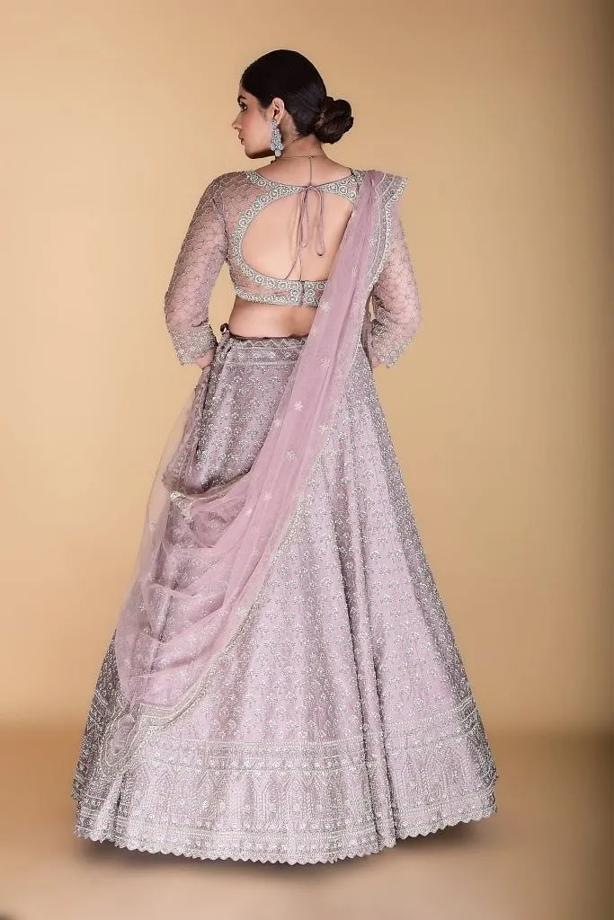 Lilac Embroidered Lehenga set.