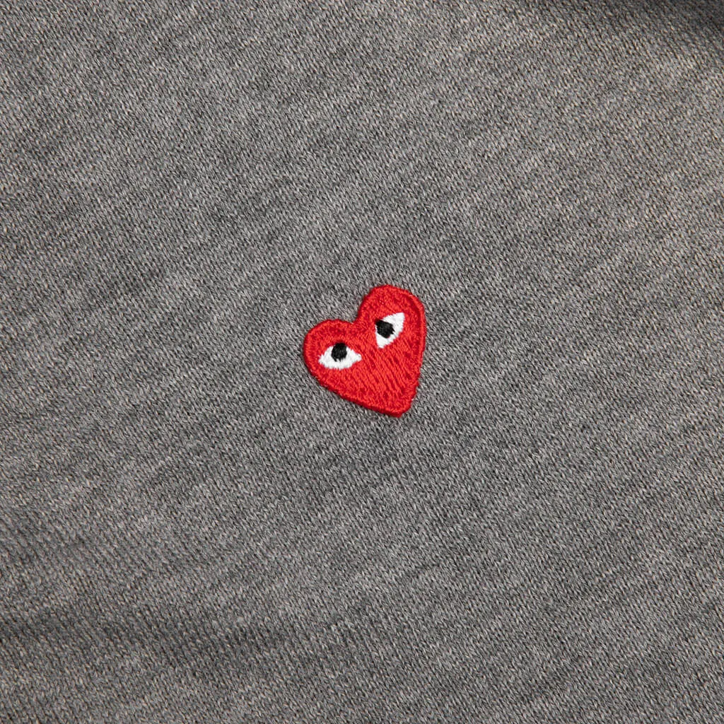 Little Red Heart Cardigan - Grey