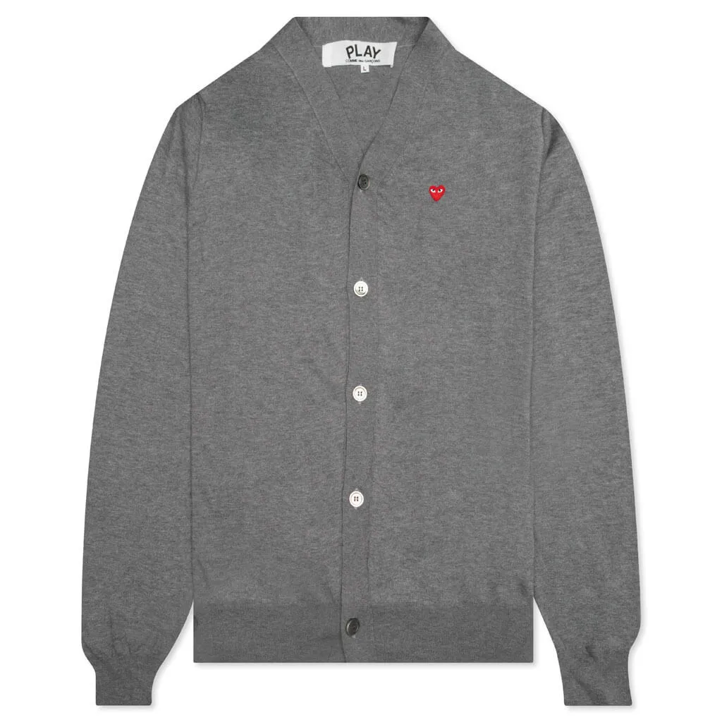 Little Red Heart Cardigan - Grey