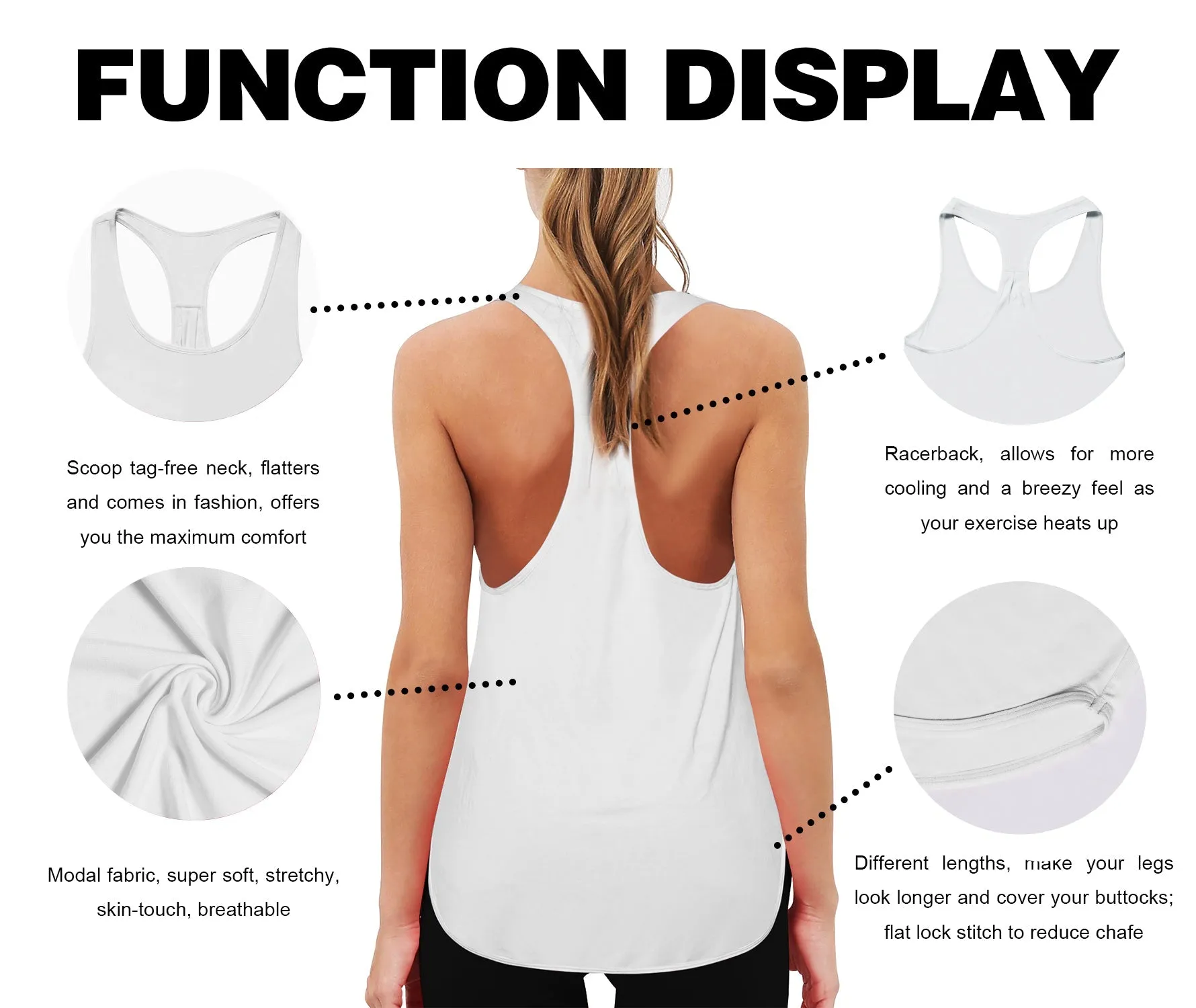 Loose Fit Racerback Tank Top white_yogastudio