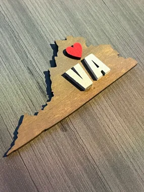 Love Virginia Wooden Magnet