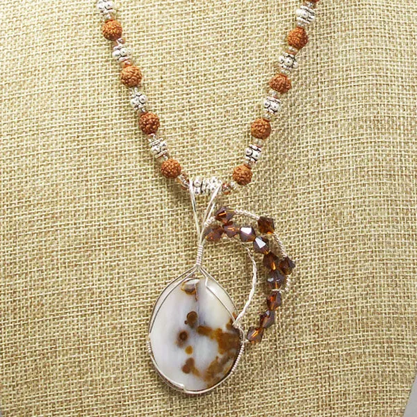 Machiko Polka Dot Agate Cabochon Pendant Necklace