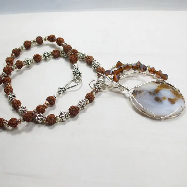 Machiko Polka Dot Agate Cabochon Pendant Necklace