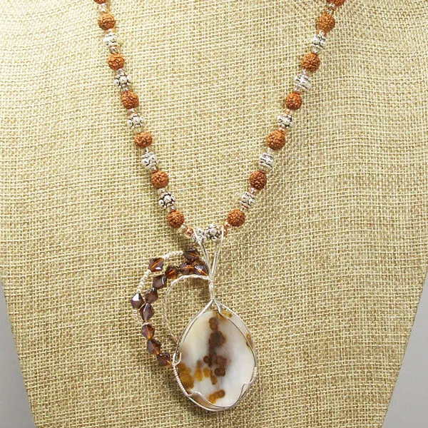 Machiko Polka Dot Agate Cabochon Pendant Necklace