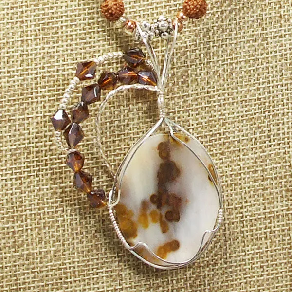 Machiko Polka Dot Agate Cabochon Pendant Necklace