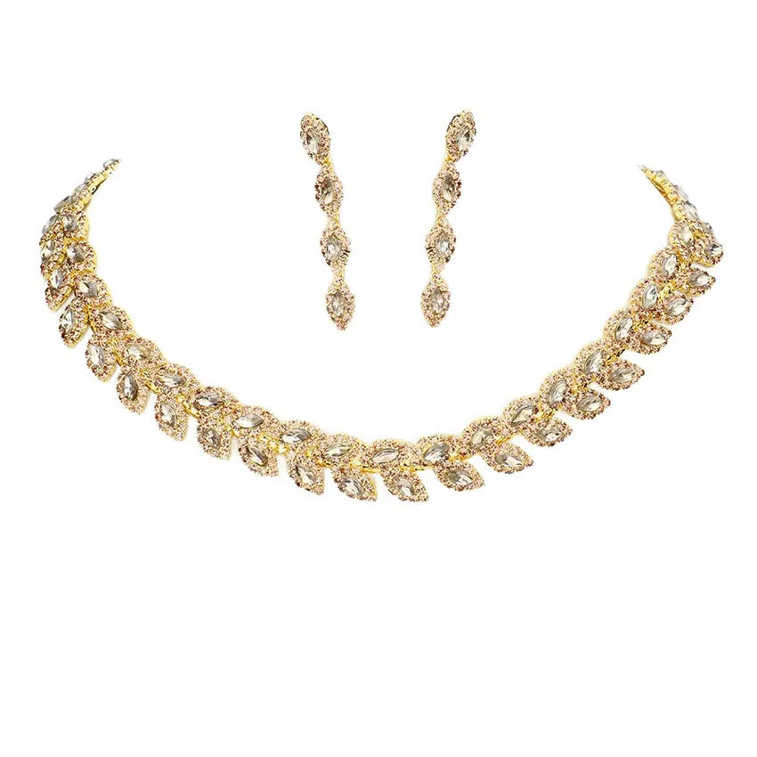 Marquise Stone Cluster Evening Necklace