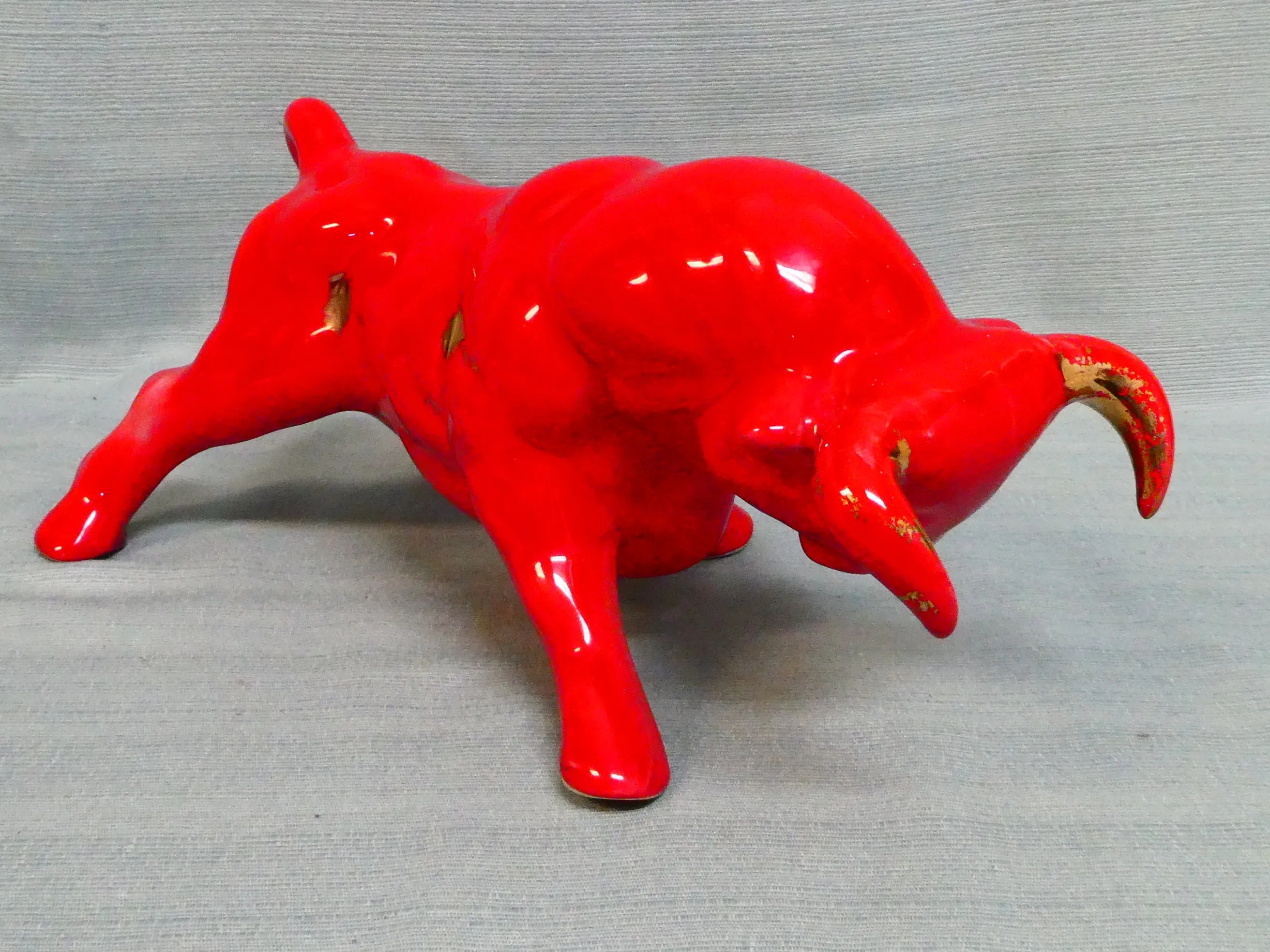 Maurice of California Pottery Red and Gold Matador & Bull