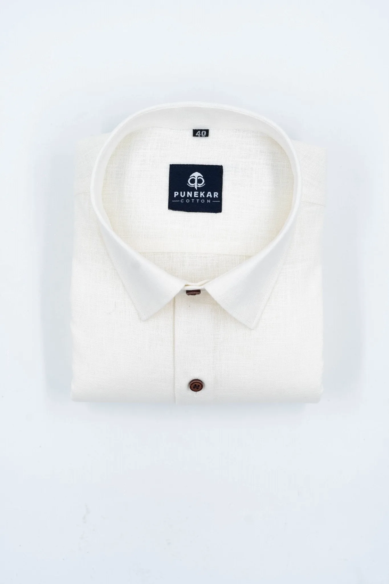 Milky White Color Linen Formal Shirts For Men