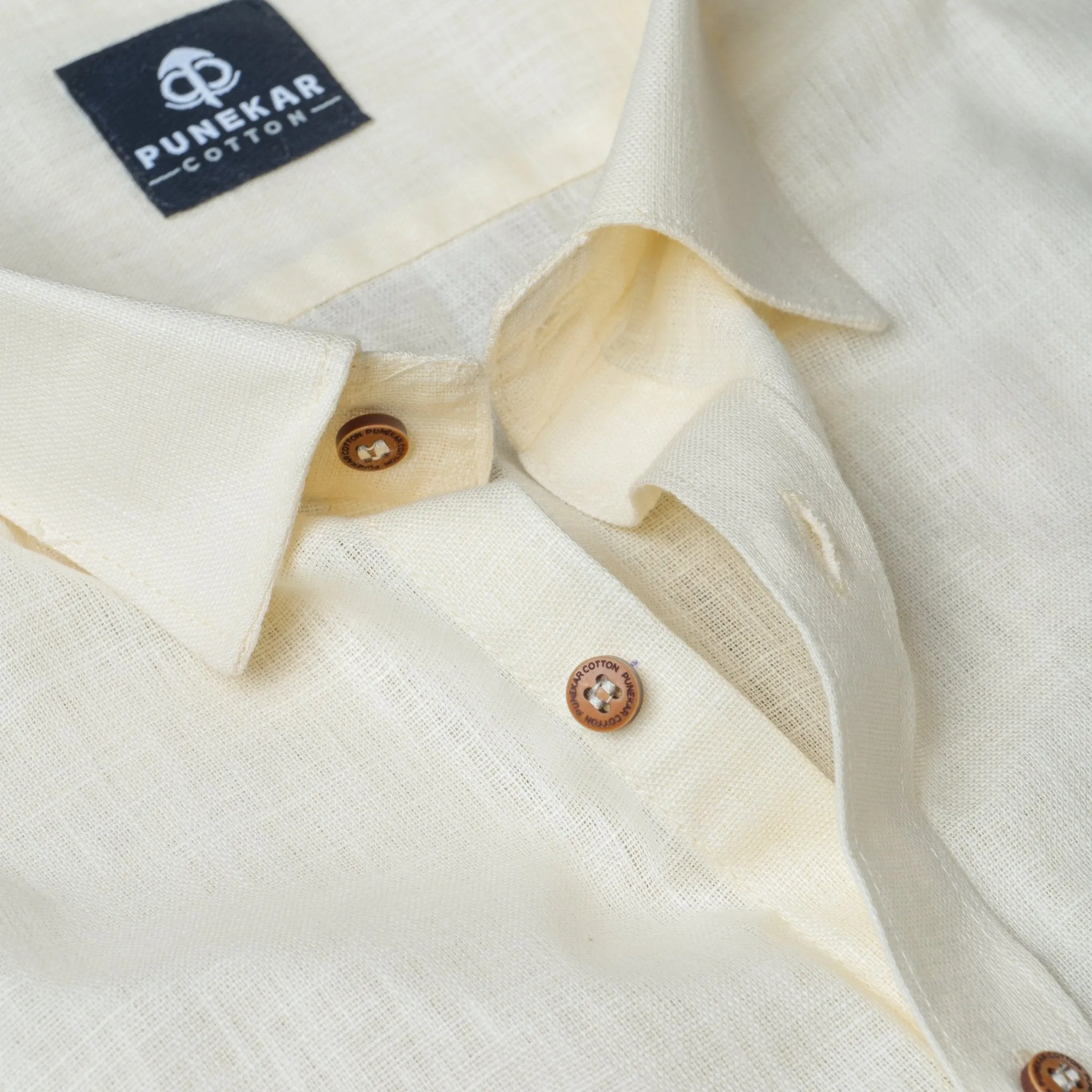 Milky White Color Linen Formal Shirts For Men