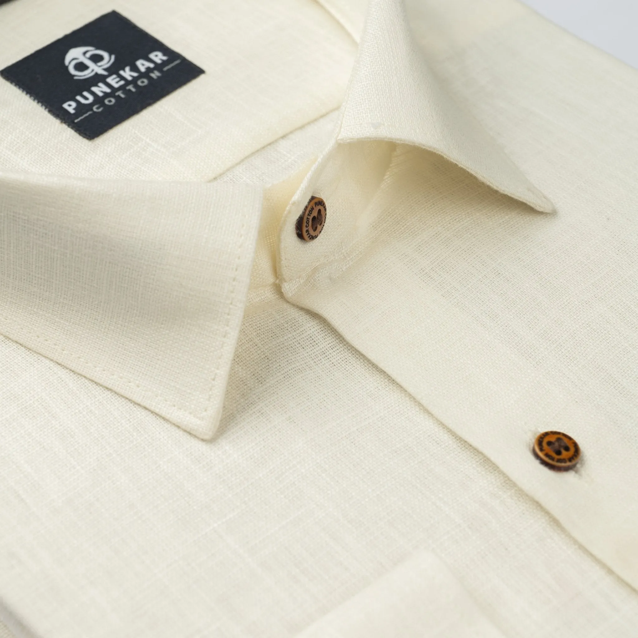 Milky White Color Linen Formal Shirts For Men