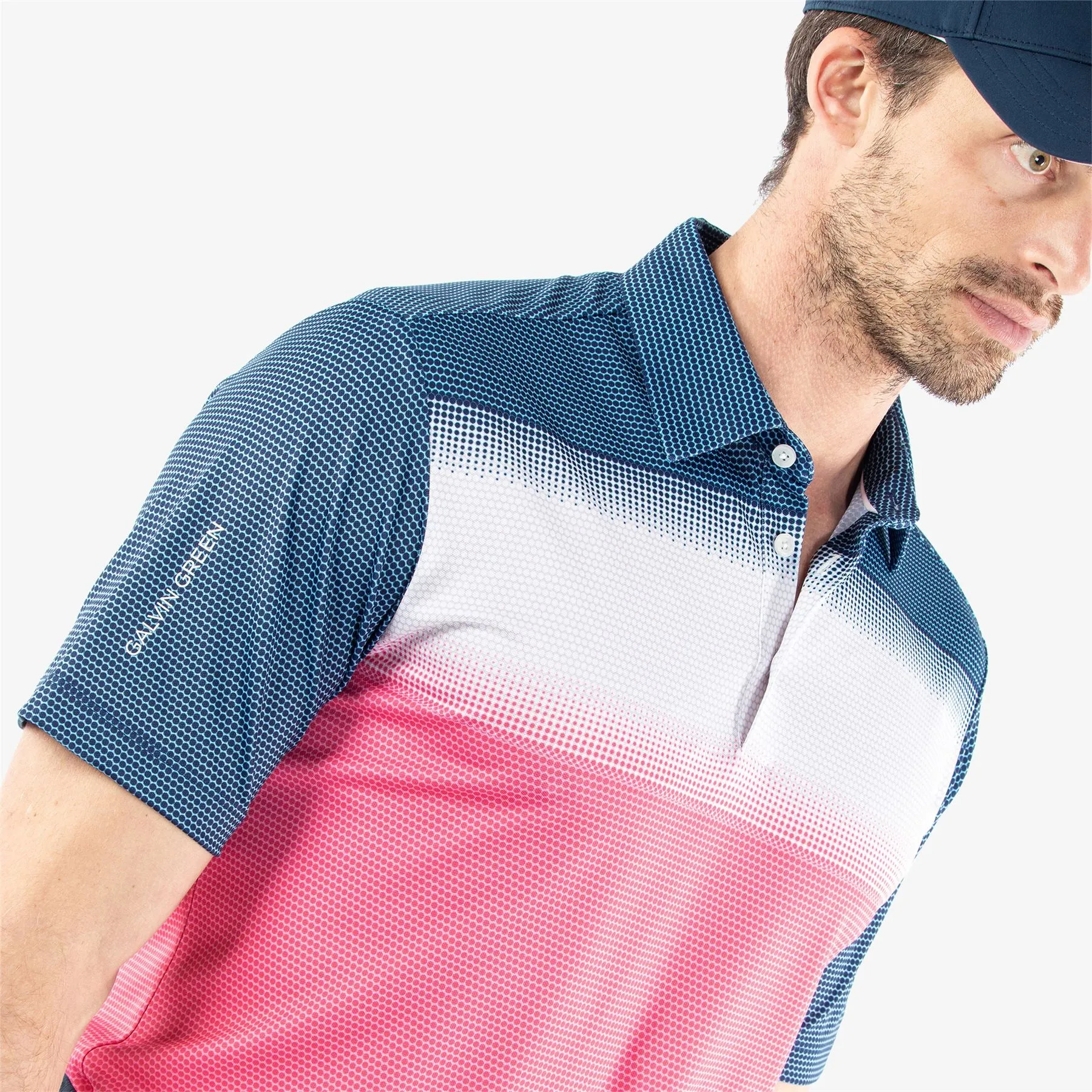 Mo Ventil8  Regular Fit Polo Camelia Rose/Navy - SS24