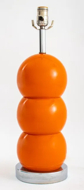 Mod Orange Sacked Ball Table Lamp, 1970s