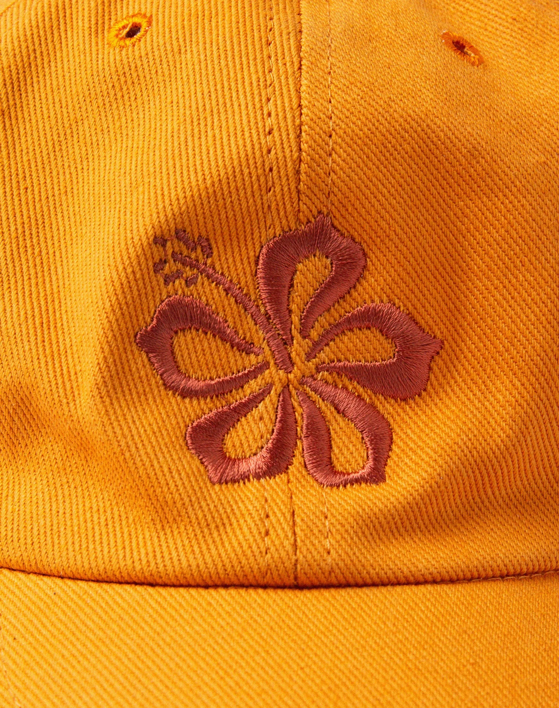 MOTEL X BARBARA Five Panel Hat in Apricot Hibiscus