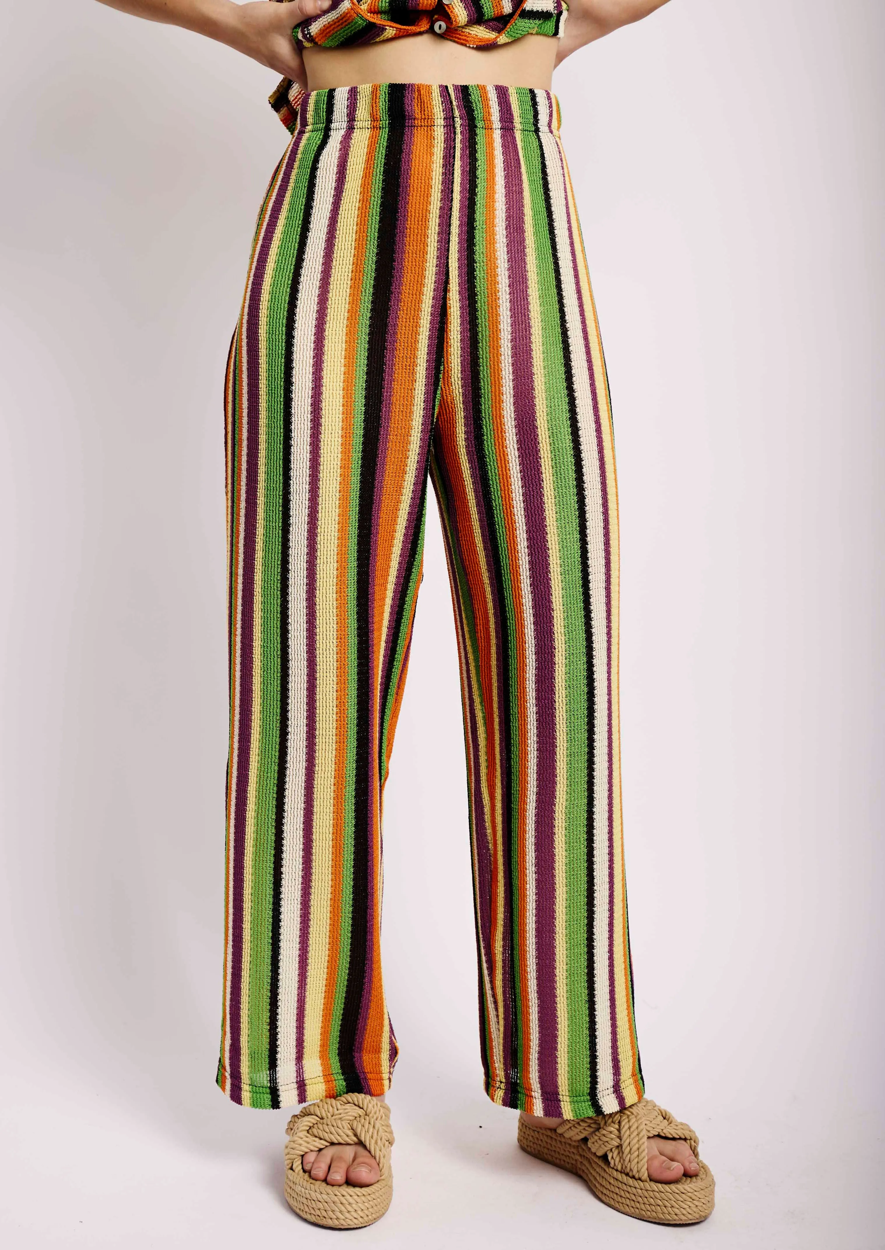 Multi Stripe Knit Elasticated Pants