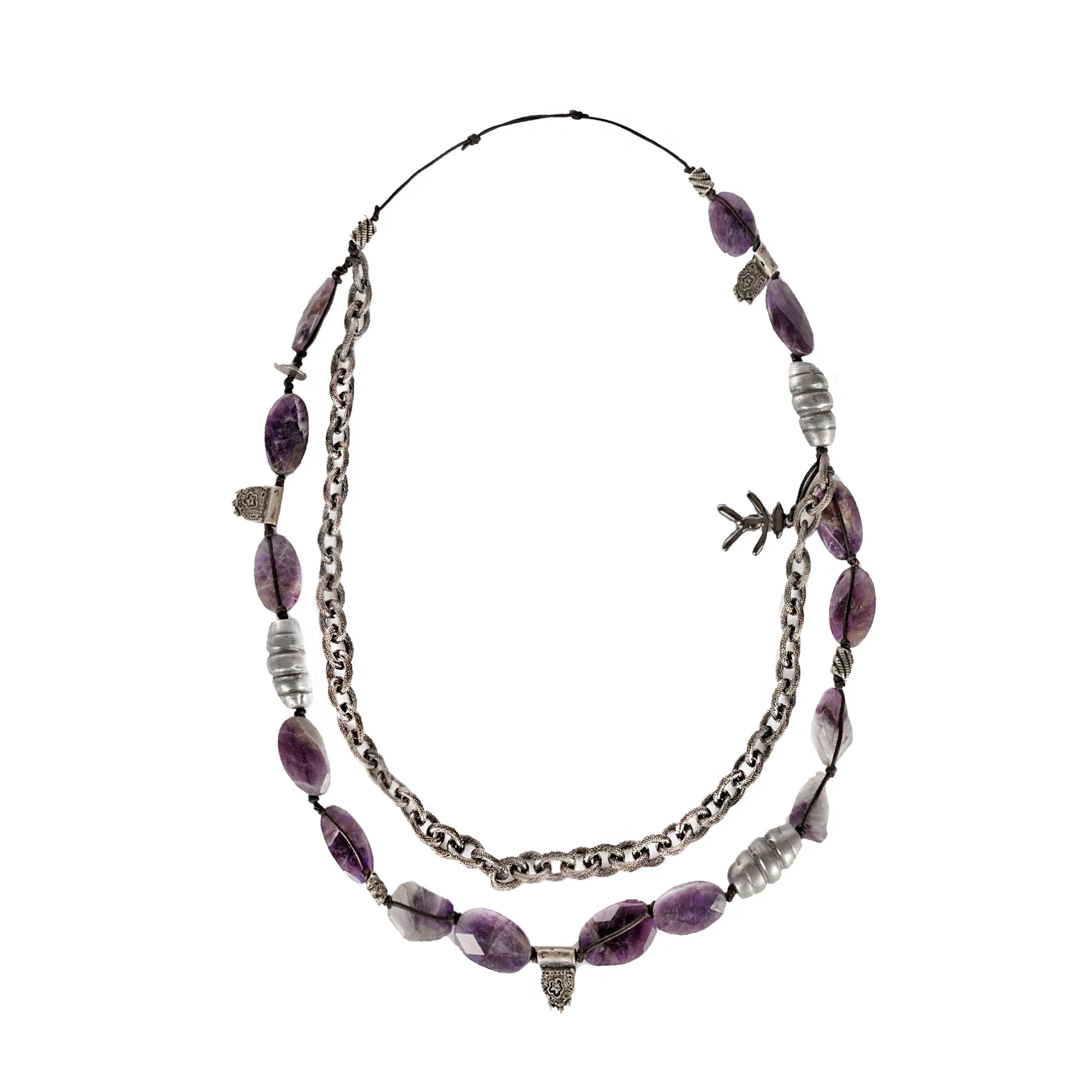 Necklace Uganda Violet Amethyst Stones