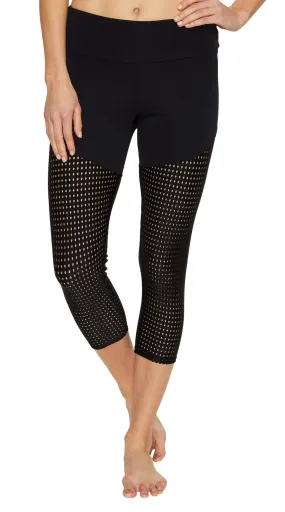 Onzie Half/ Half Mesh Capri Legging