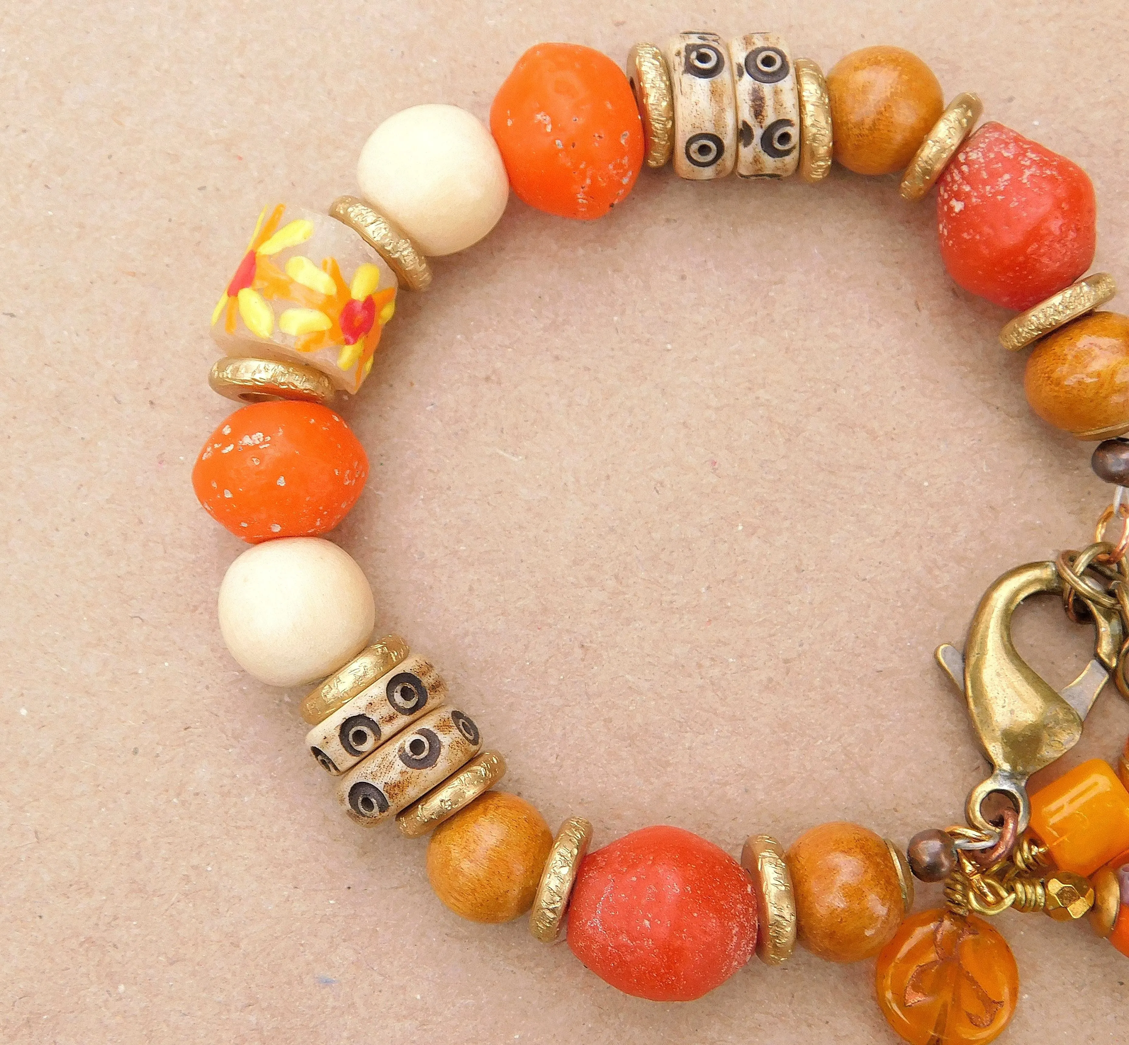 Orange Ancient Style Java Boho Bracelet