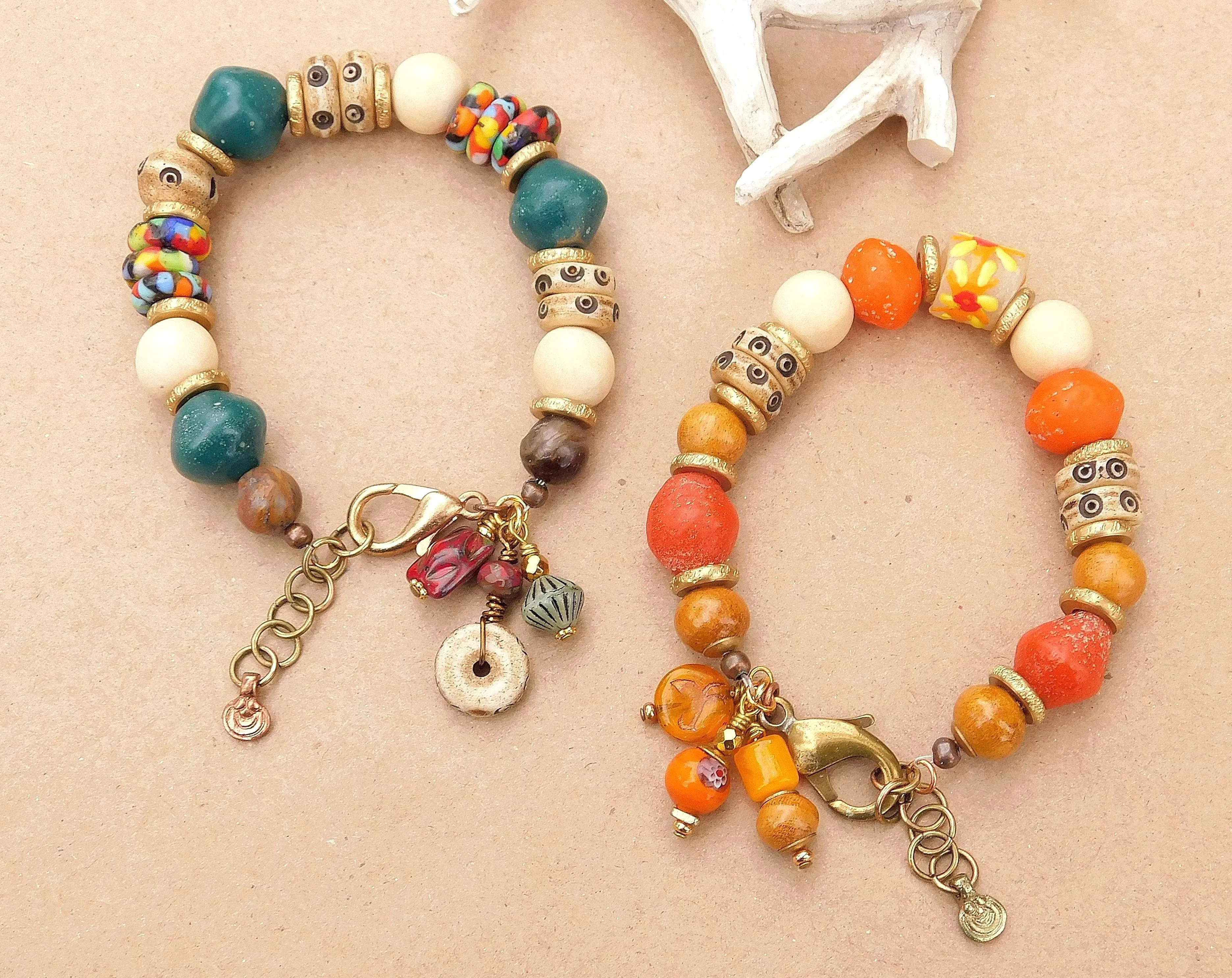 Orange Ancient Style Java Boho Bracelet