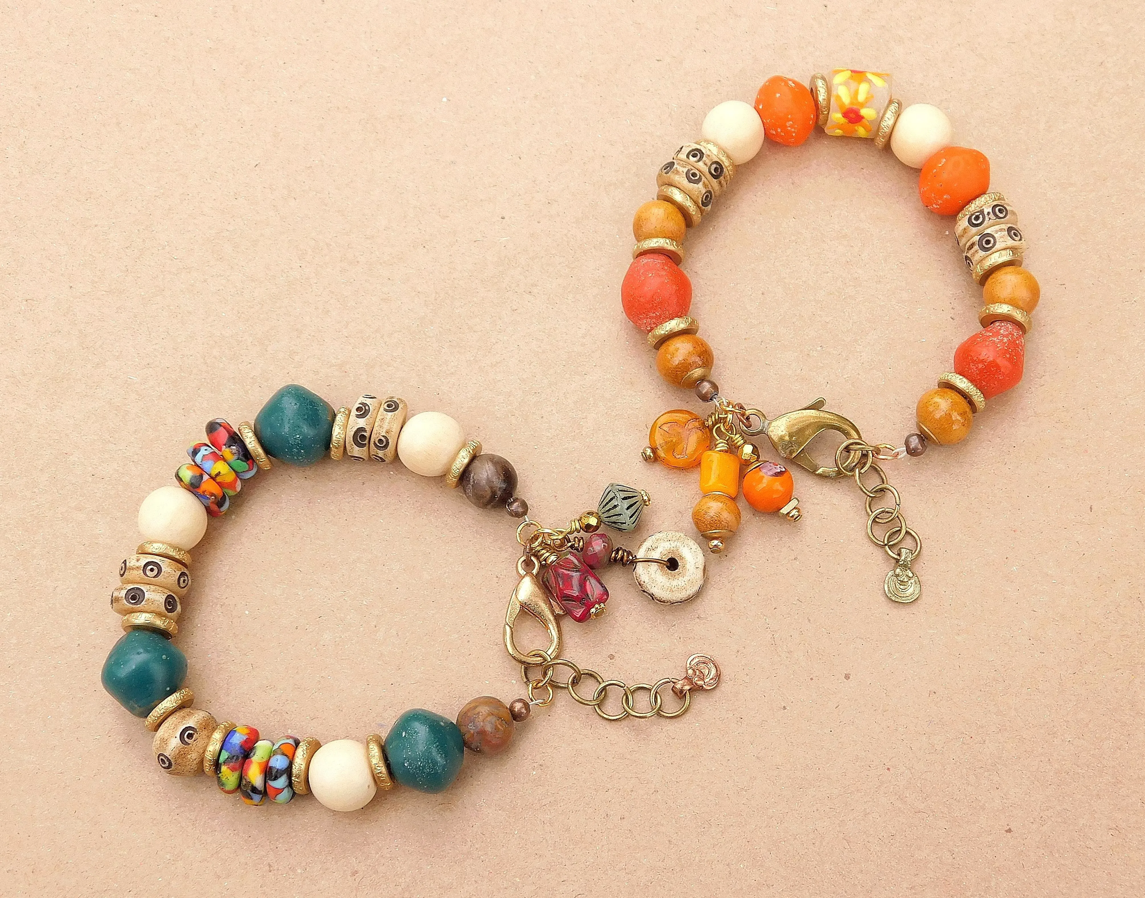 Orange Ancient Style Java Boho Bracelet